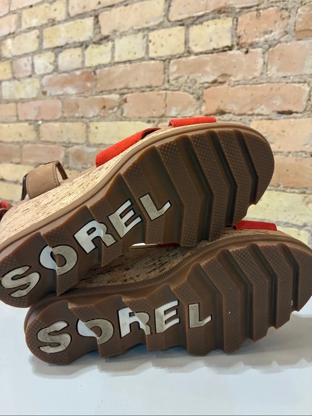 Sorel Joanie II High Ankle Orange Wedge Sandals with Ankle Tie - Picture 9 of 9